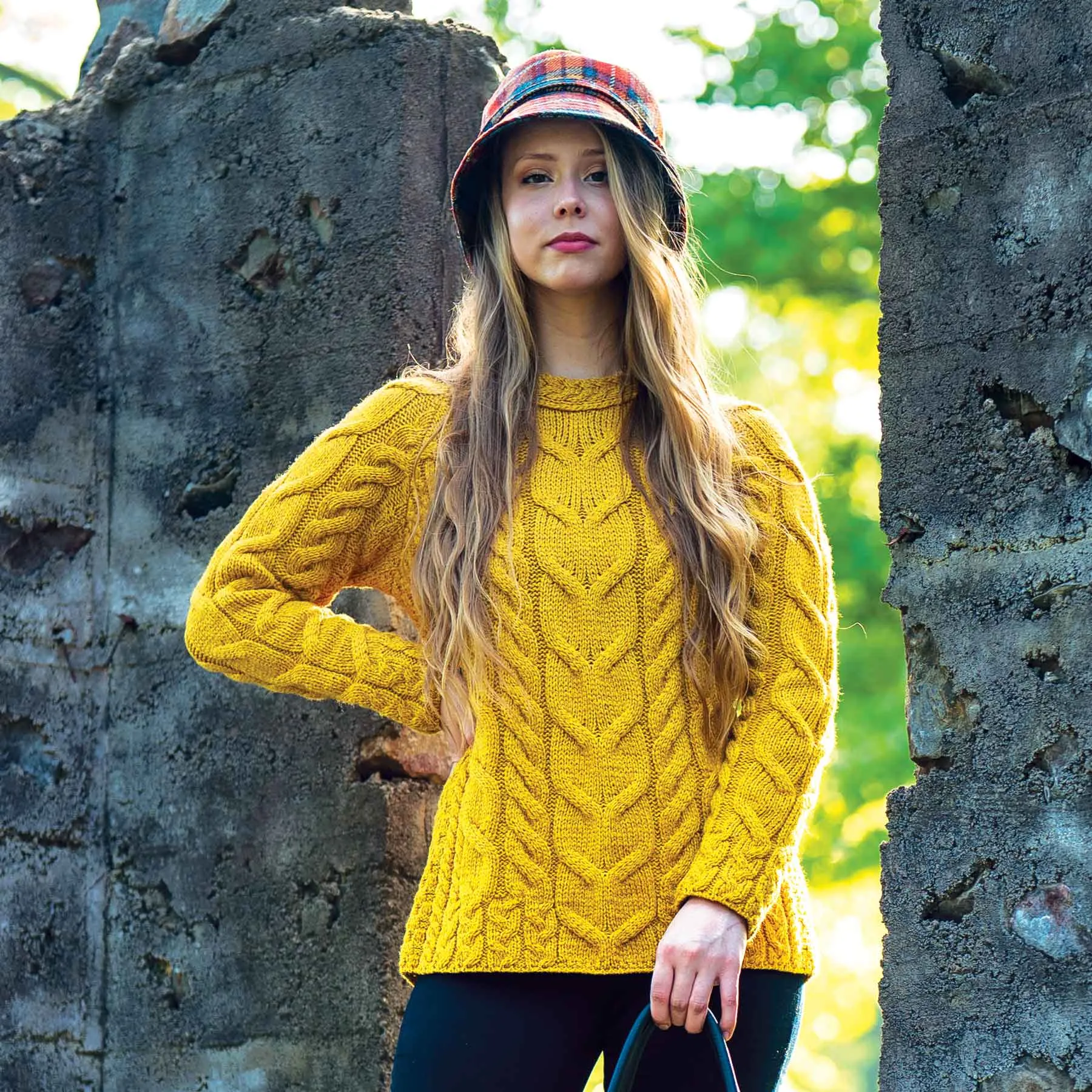 Aran Cable Knit Sweater- Mustard Yellow