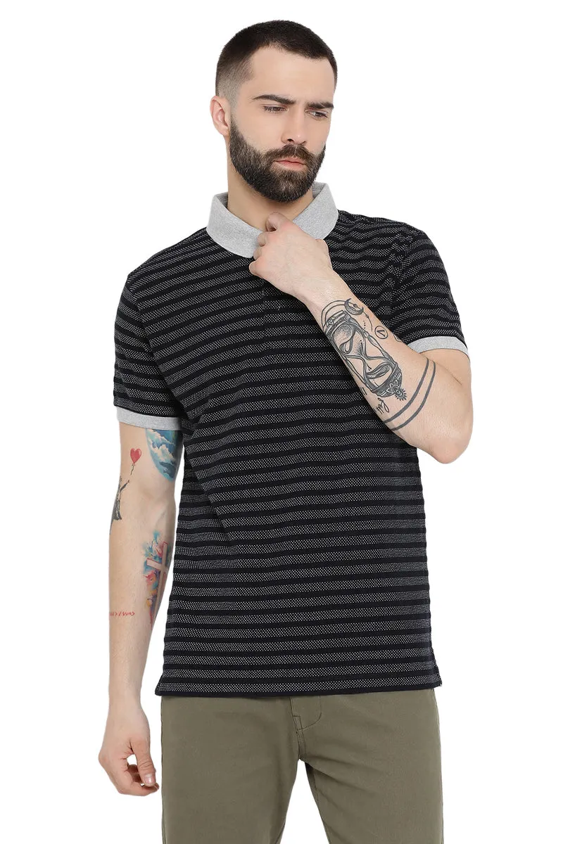 Axmann Self Striped Polo T-Shirt