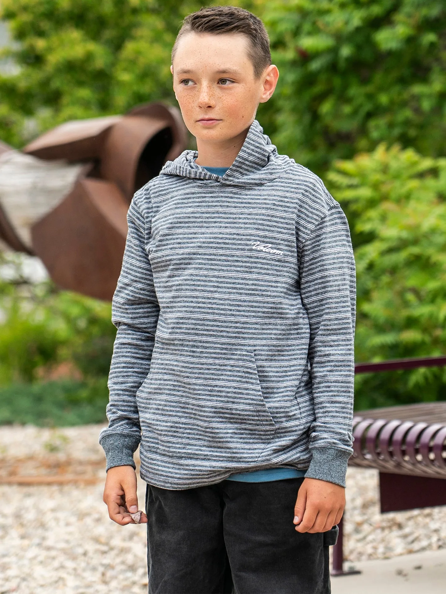 Big Boys Static Stone Hood Long Sleeve - Navy