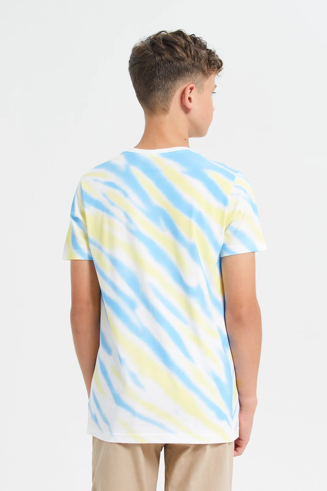 Blue Fresh Waves Tye Dye Tee With Puff Print