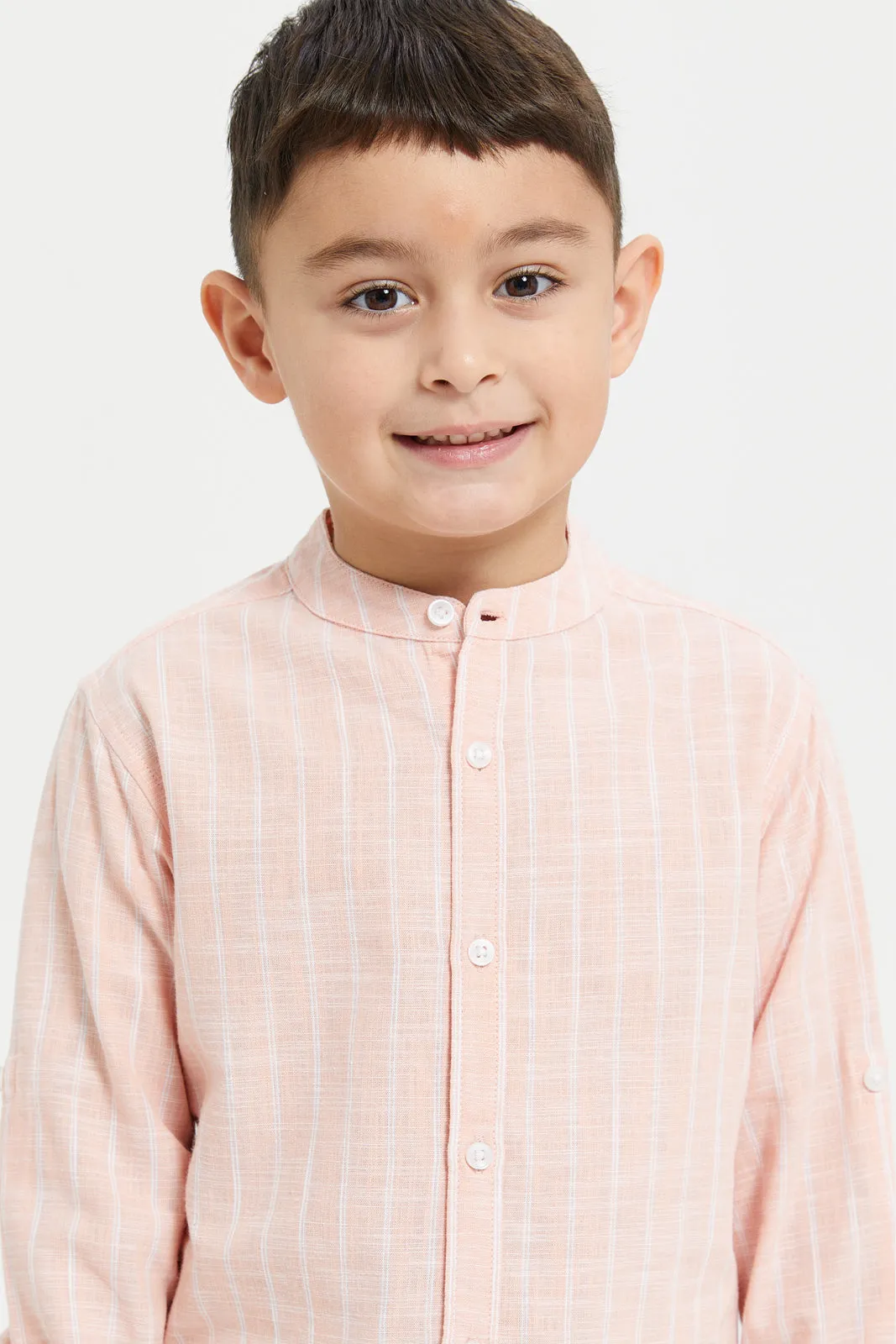 Boys Apricot Striped Shirt