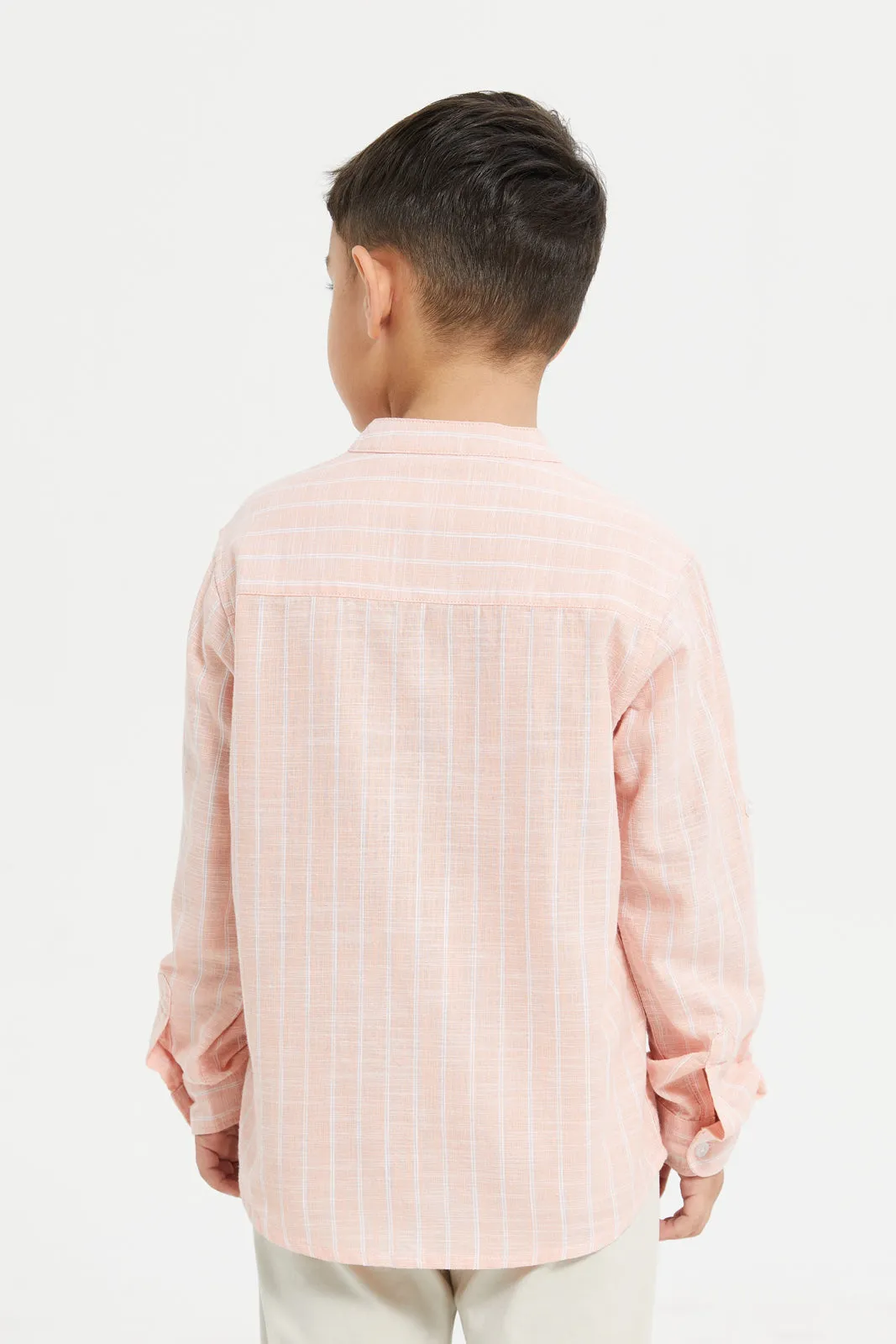 Boys Apricot Striped Shirt