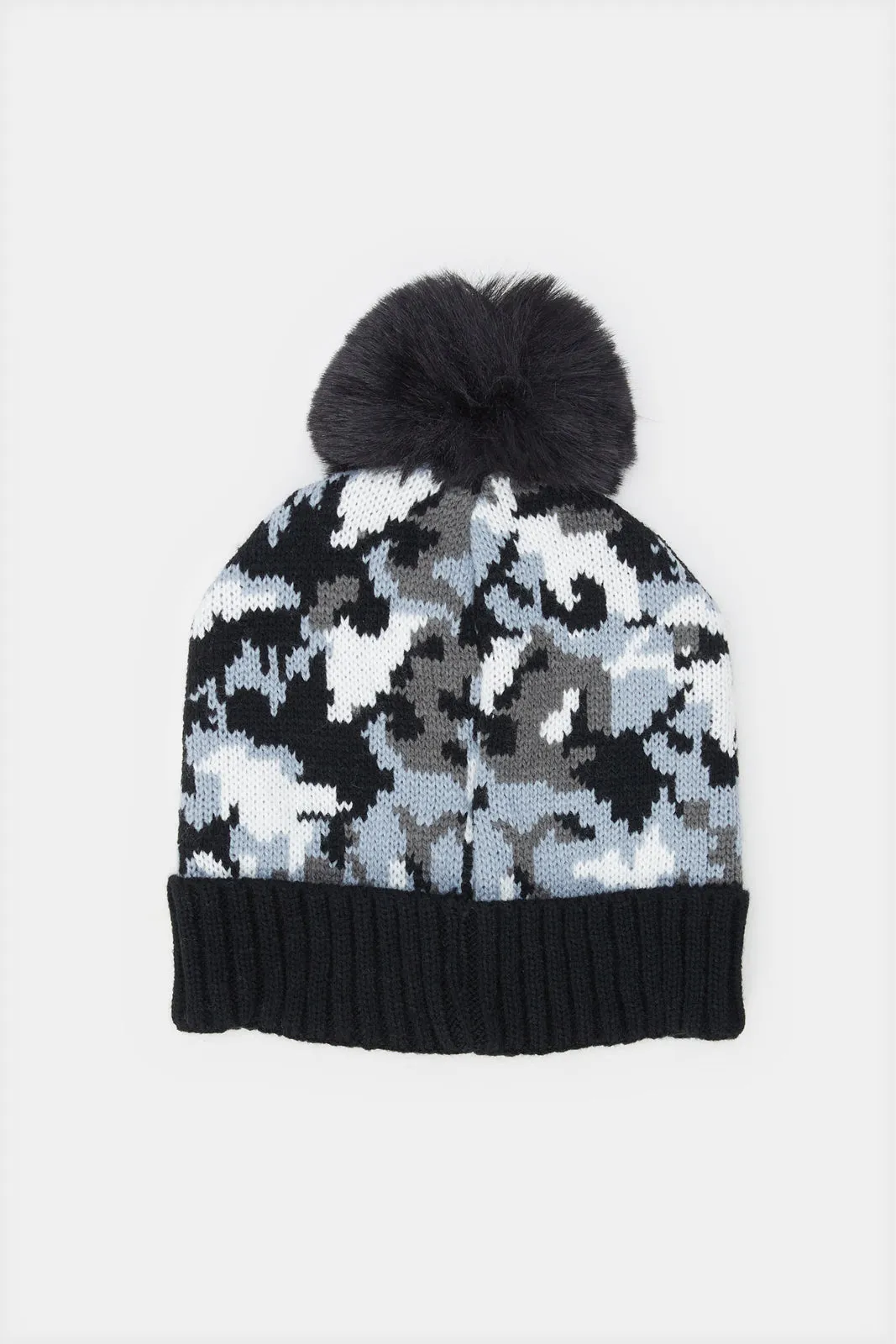 Boys Assorted Knitted Cap With Pom Pom