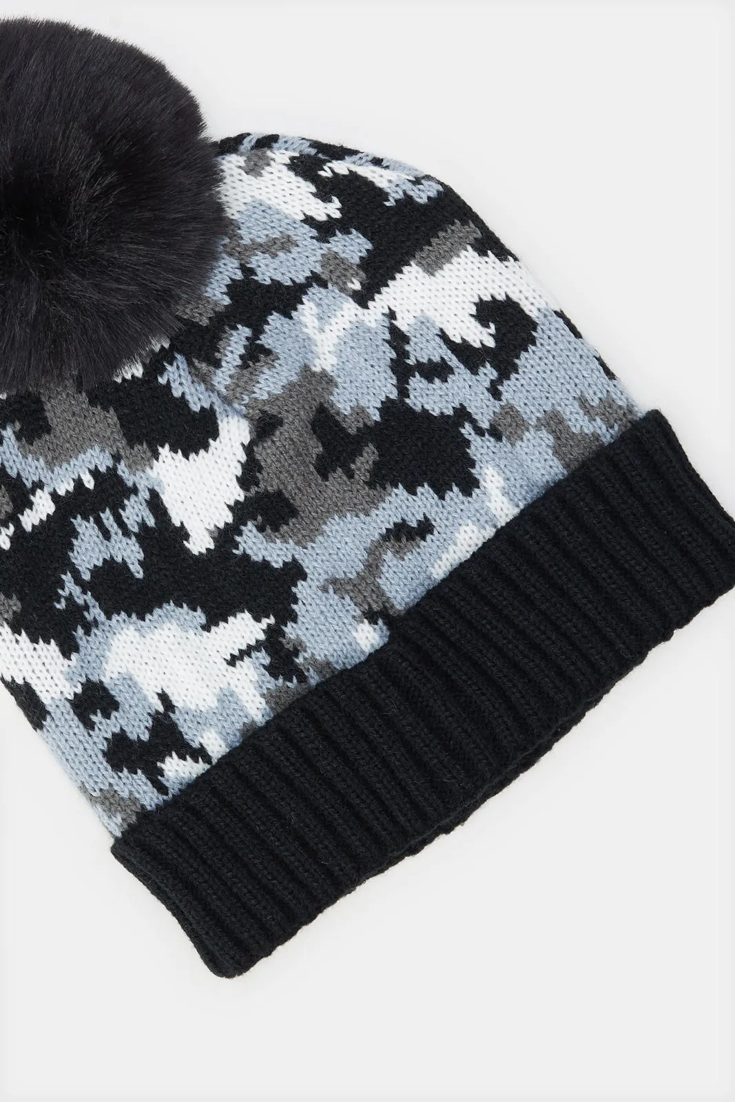 Boys Assorted Knitted Cap With Pom Pom