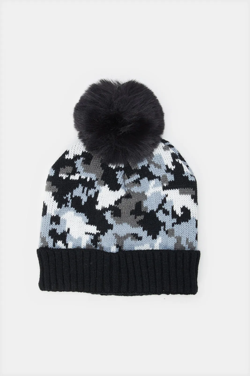 Boys Assorted Knitted Cap With Pom Pom