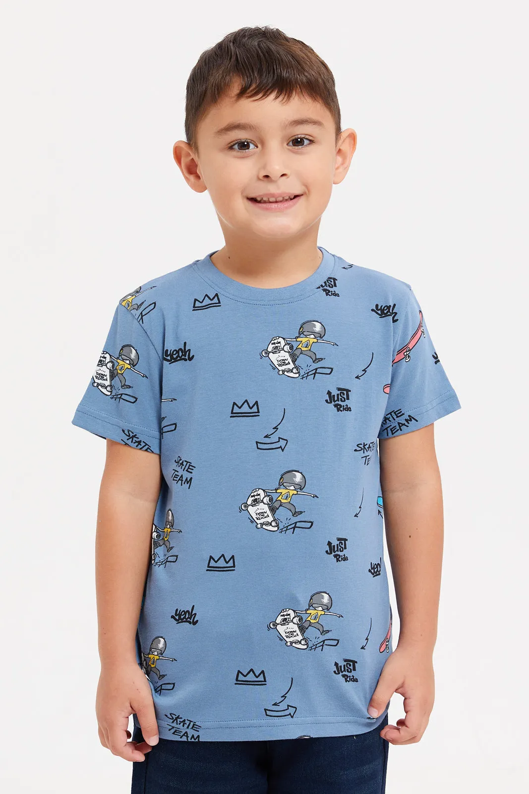 Boys Assorted Printed T-Shirt Set (Pack Of 3)