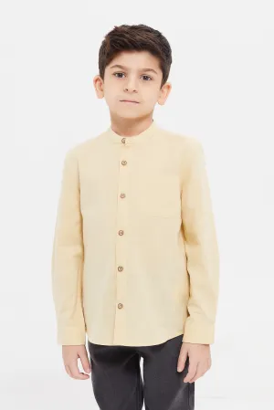 Boys Beige Plain Shirt