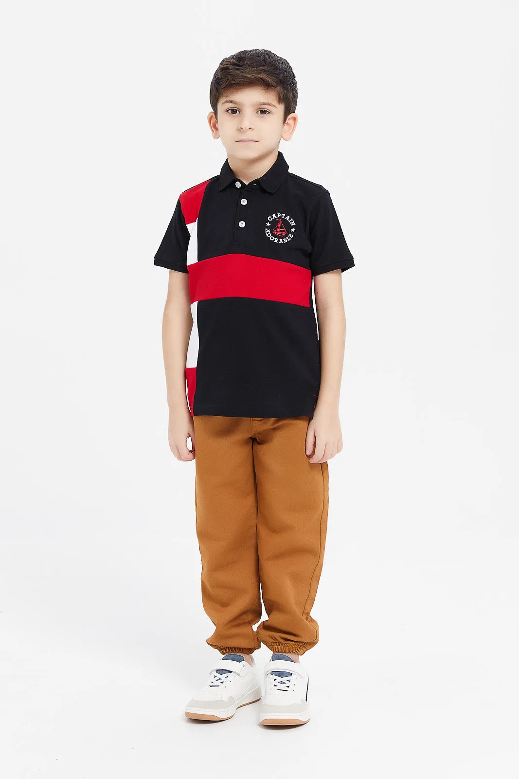 Boys Black And Red Polo Shirt