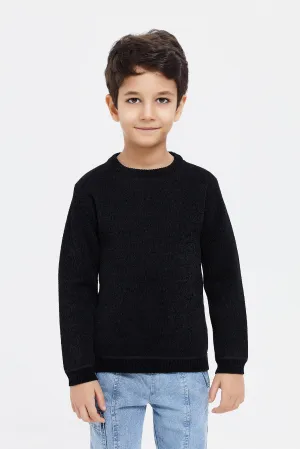 Boys Black Chenille Bonded Jumper