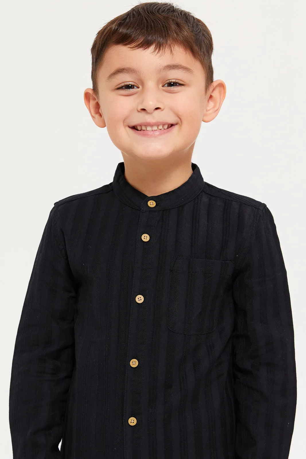 Boys Black Jacquard Shirt