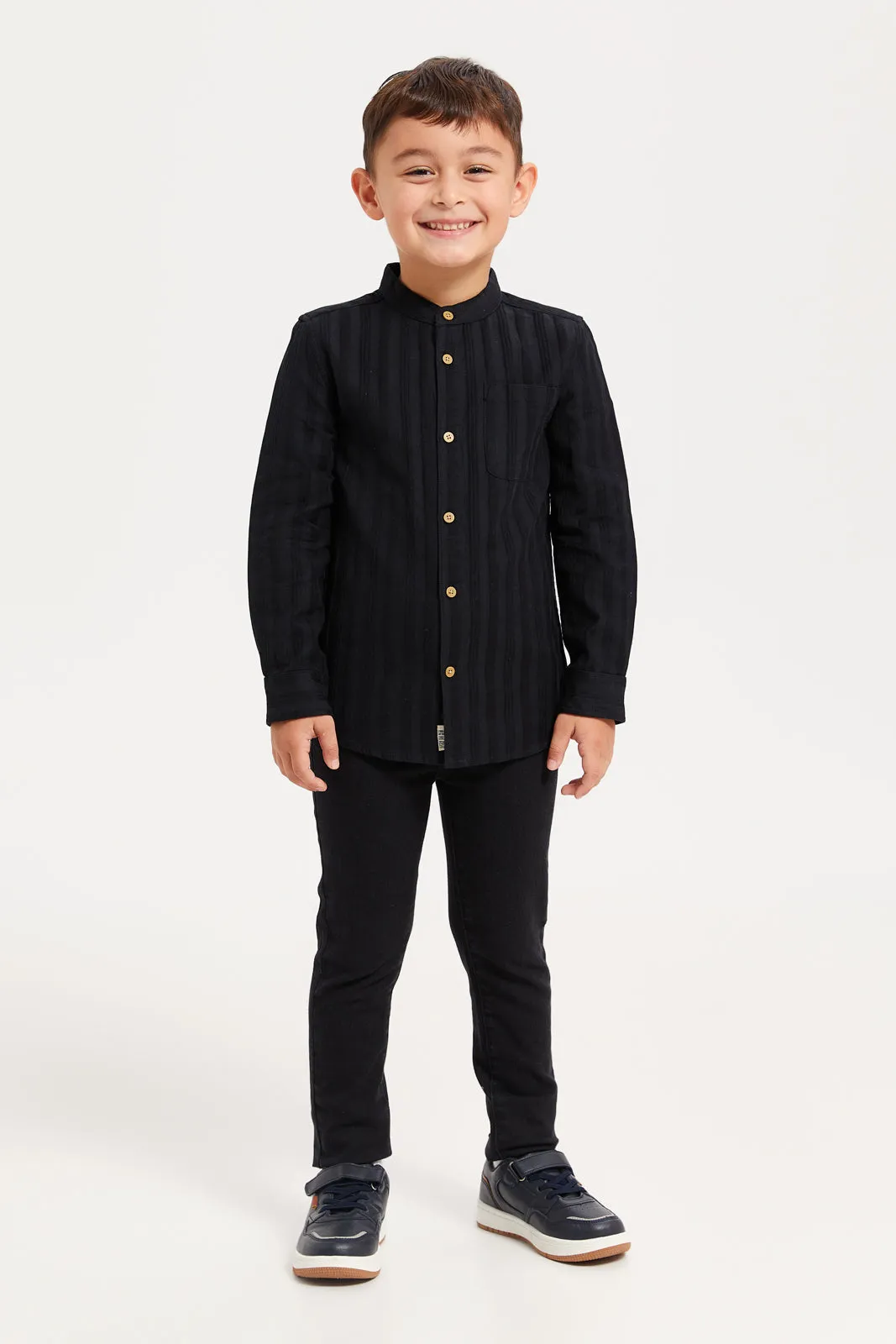 Boys Black Jacquard Shirt