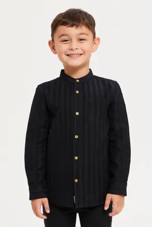 Boys Black Jacquard Shirt