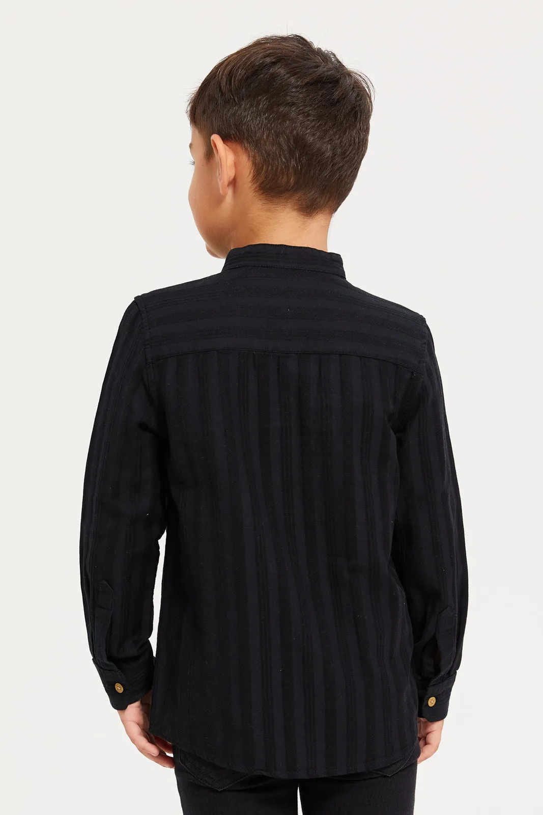 Boys Black Jacquard Shirt