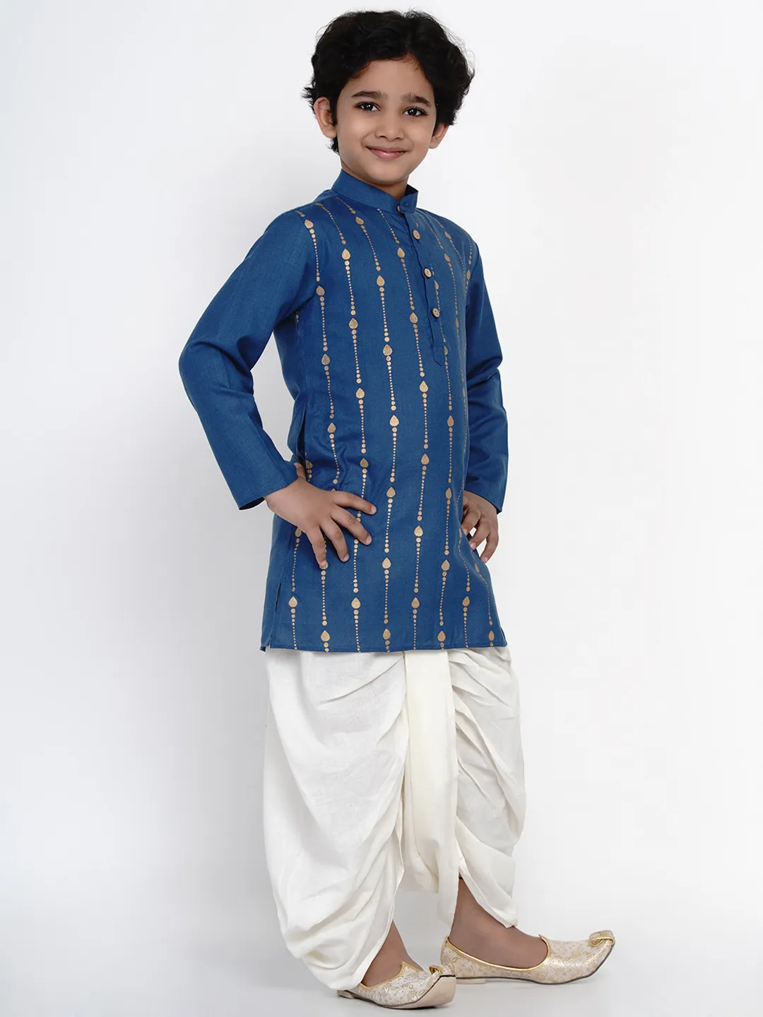 Boy's Blue & Offwhite Dhoti Kurta Set for Boys - NOZ2TOZ KIDS