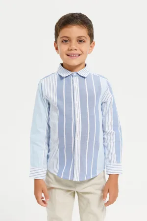 Boys Blue Oxford Striped Shirt