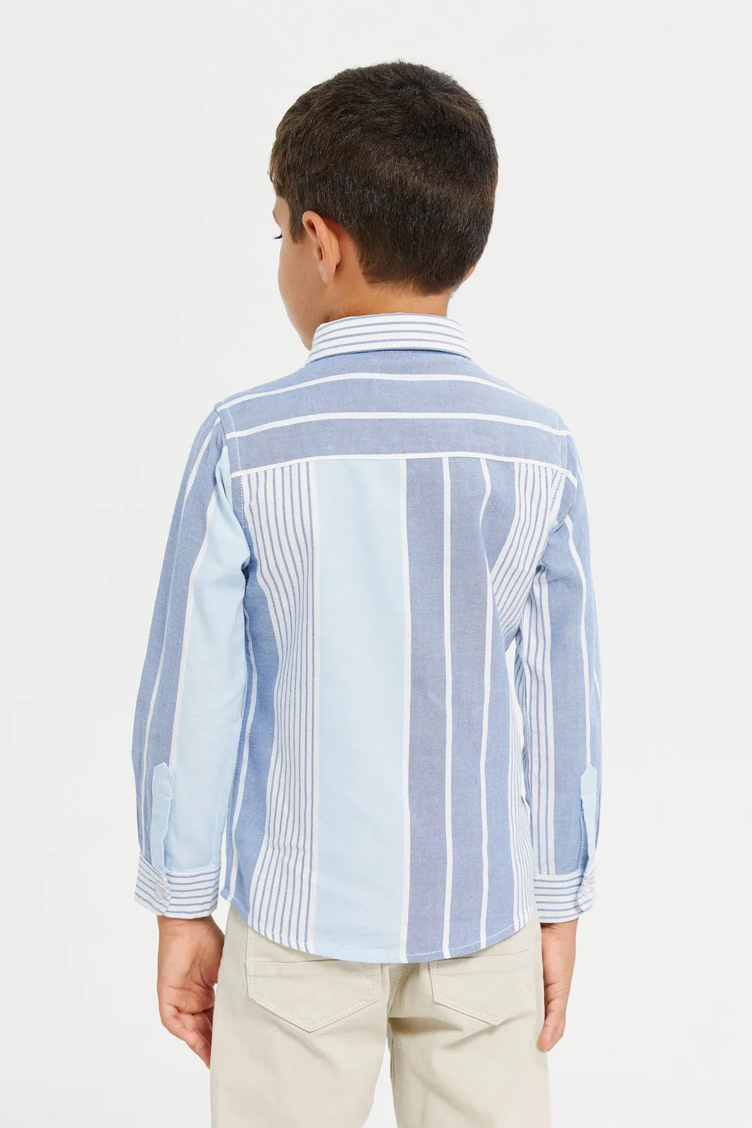 Boys Blue Oxford Striped Shirt