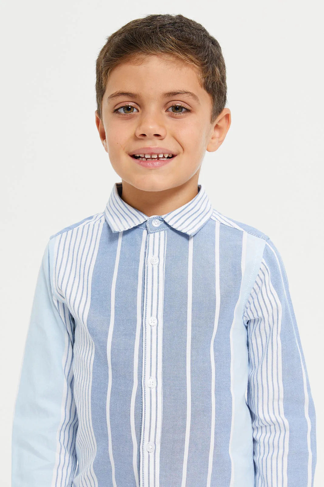 Boys Blue Oxford Striped Shirt