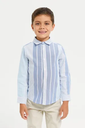 Boys Blue Oxford Striped Shirt