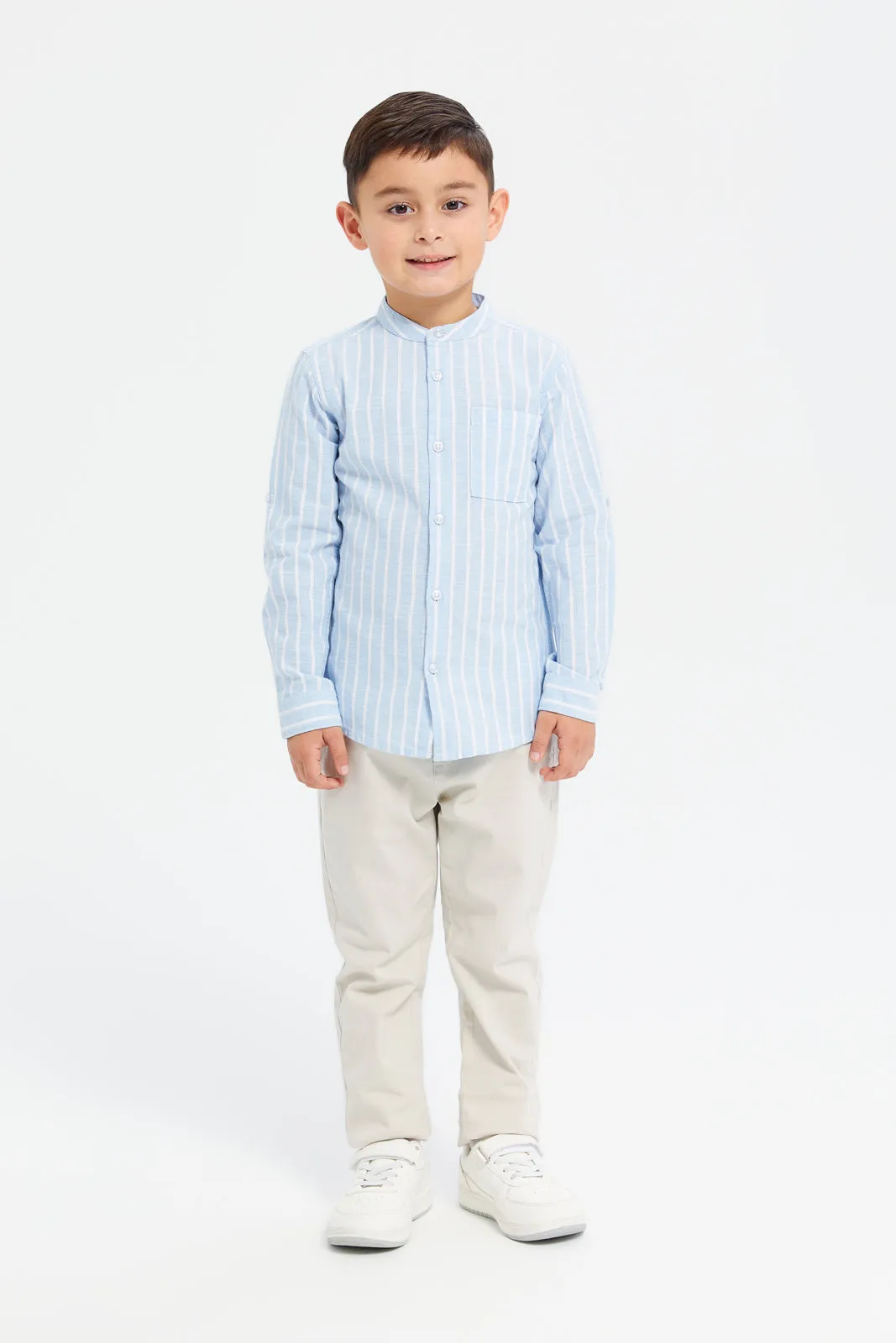 Boys Blue Striped Shirt