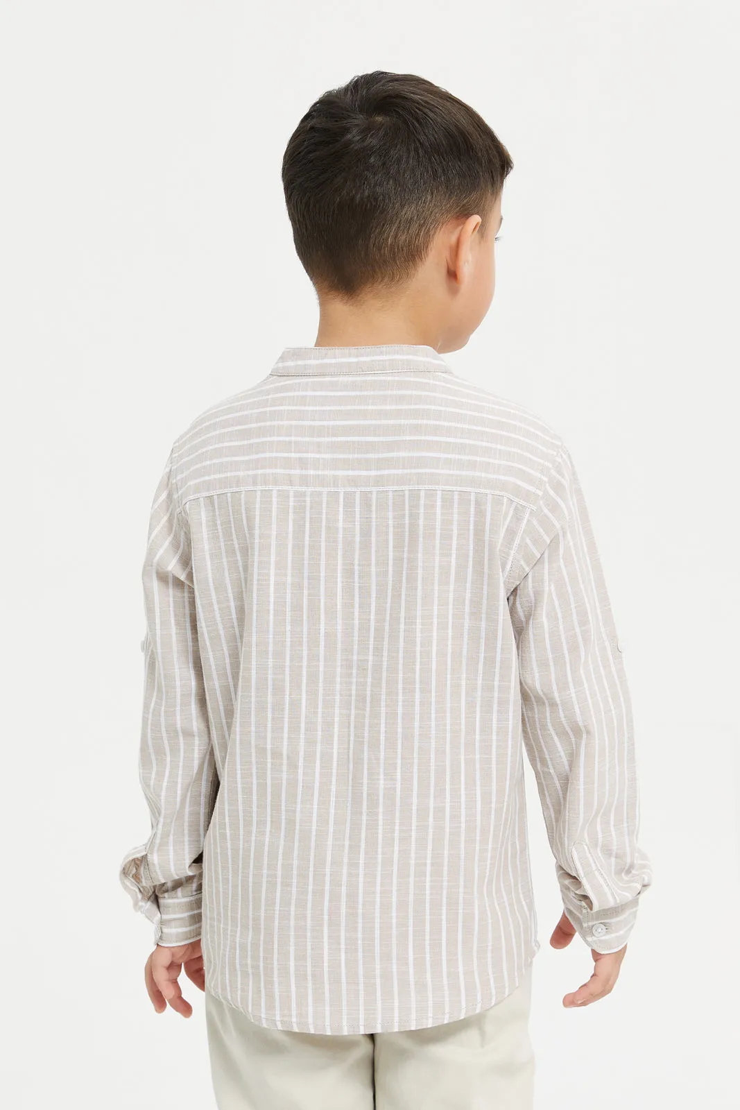 Boys Brown Striped Shirt