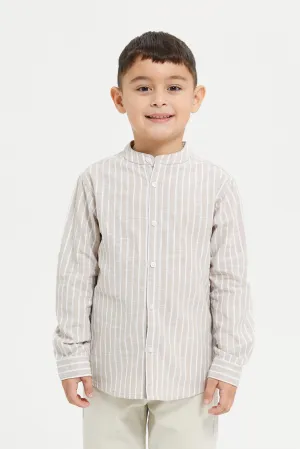 Boys Brown Striped Shirt