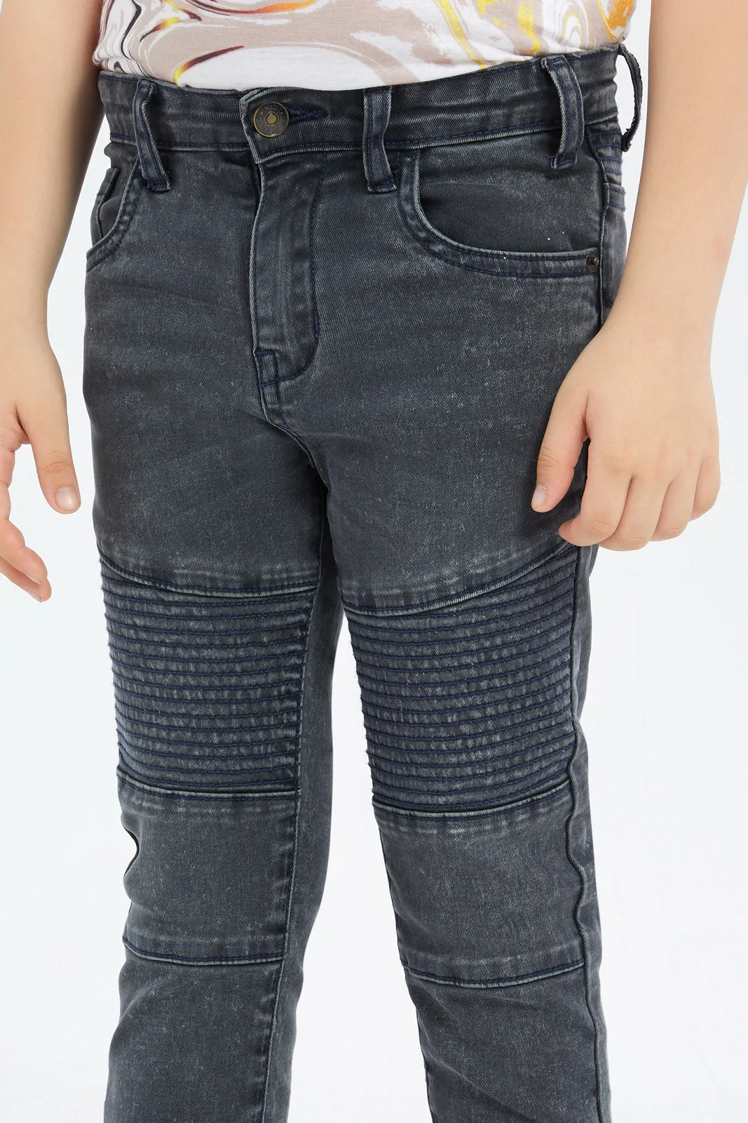 Boys Charcoal Biker Jeans