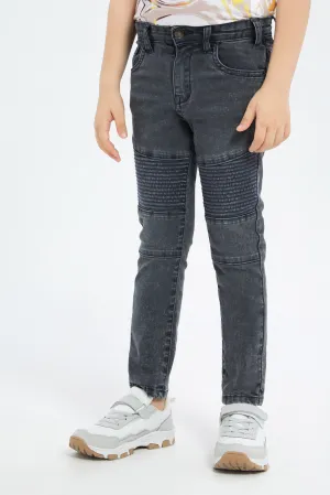 Boys Charcoal Biker Jeans