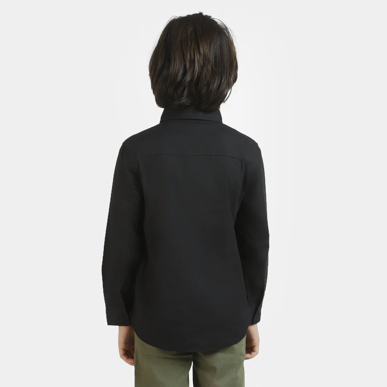 Boys Cotton Casual Shirt Not So Basic  - BLACK