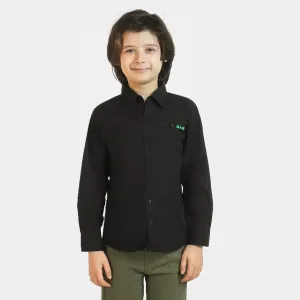 Boys Cotton Casual Shirt Not So Basic  - BLACK