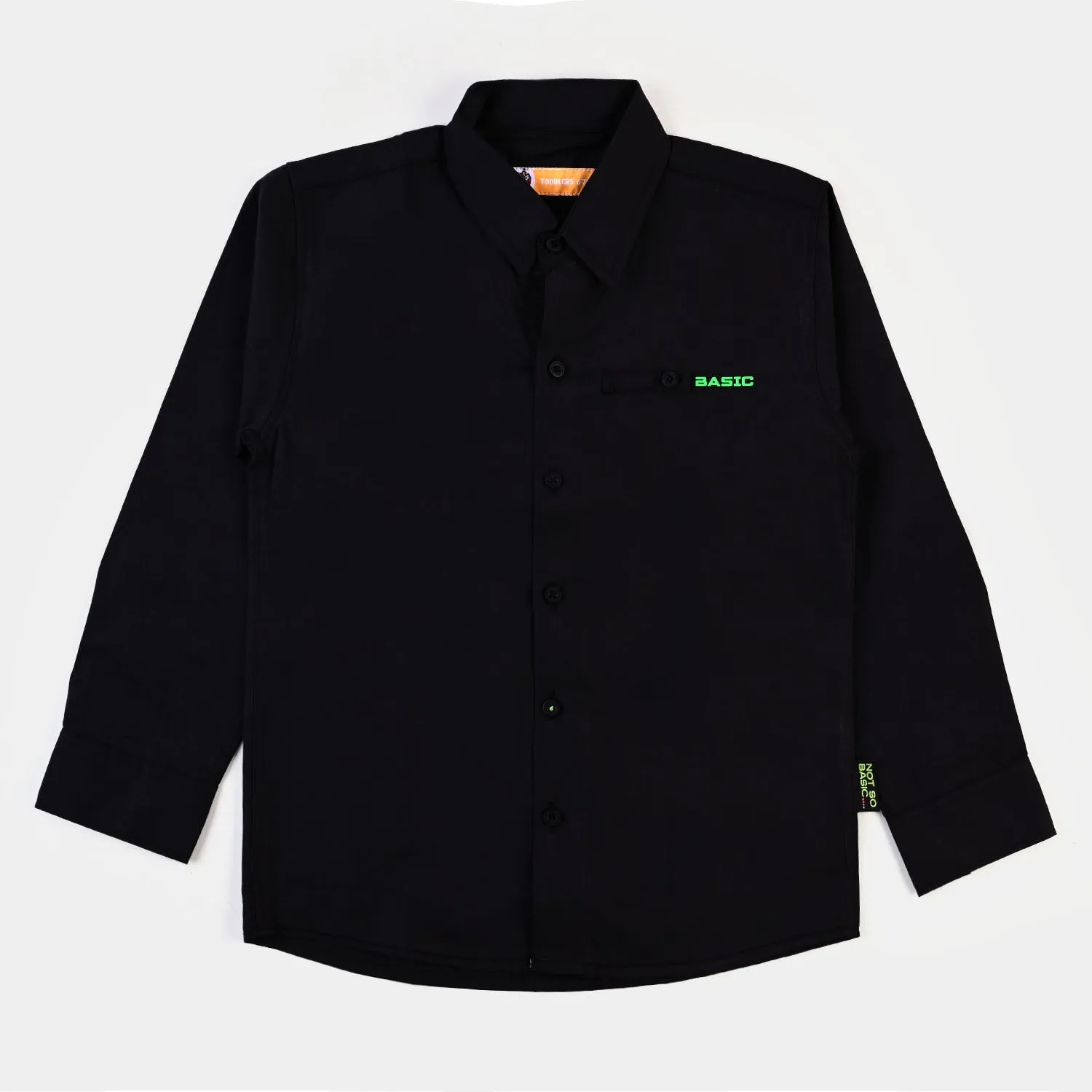 Boys Cotton Casual Shirt Not So Basic  - BLACK