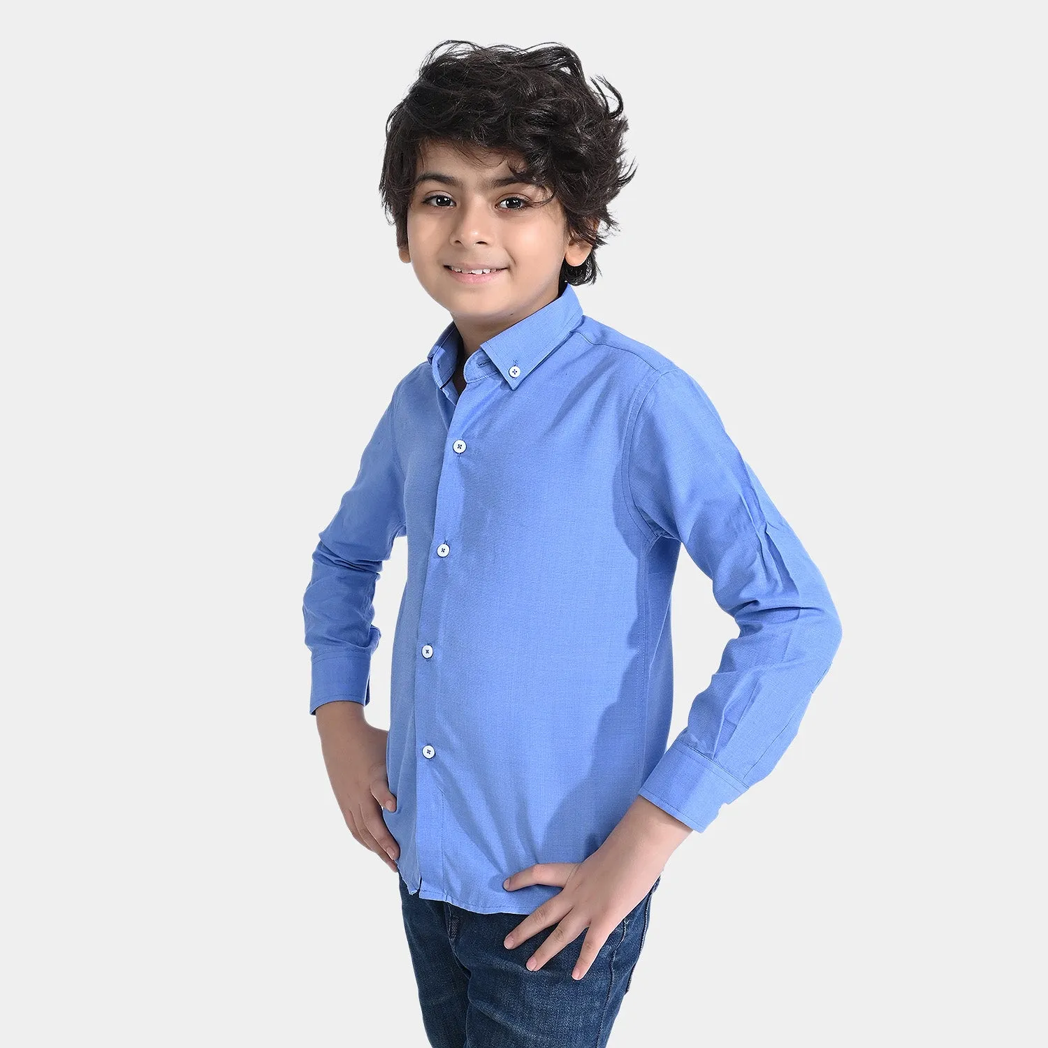 Boys Oxford Formal Shirt-D/Blue