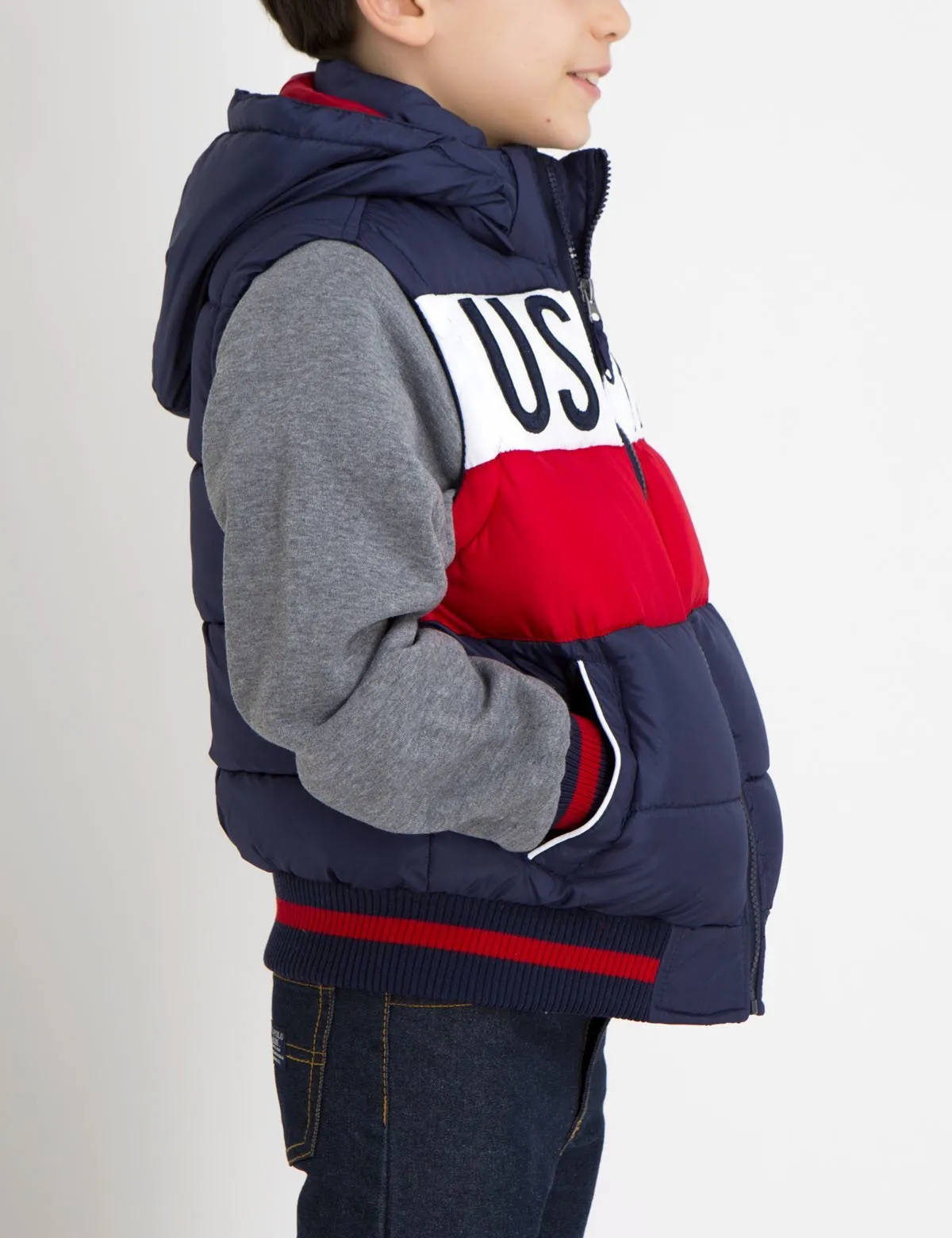 BOYS PUFFER VEST WITH SLEEVES