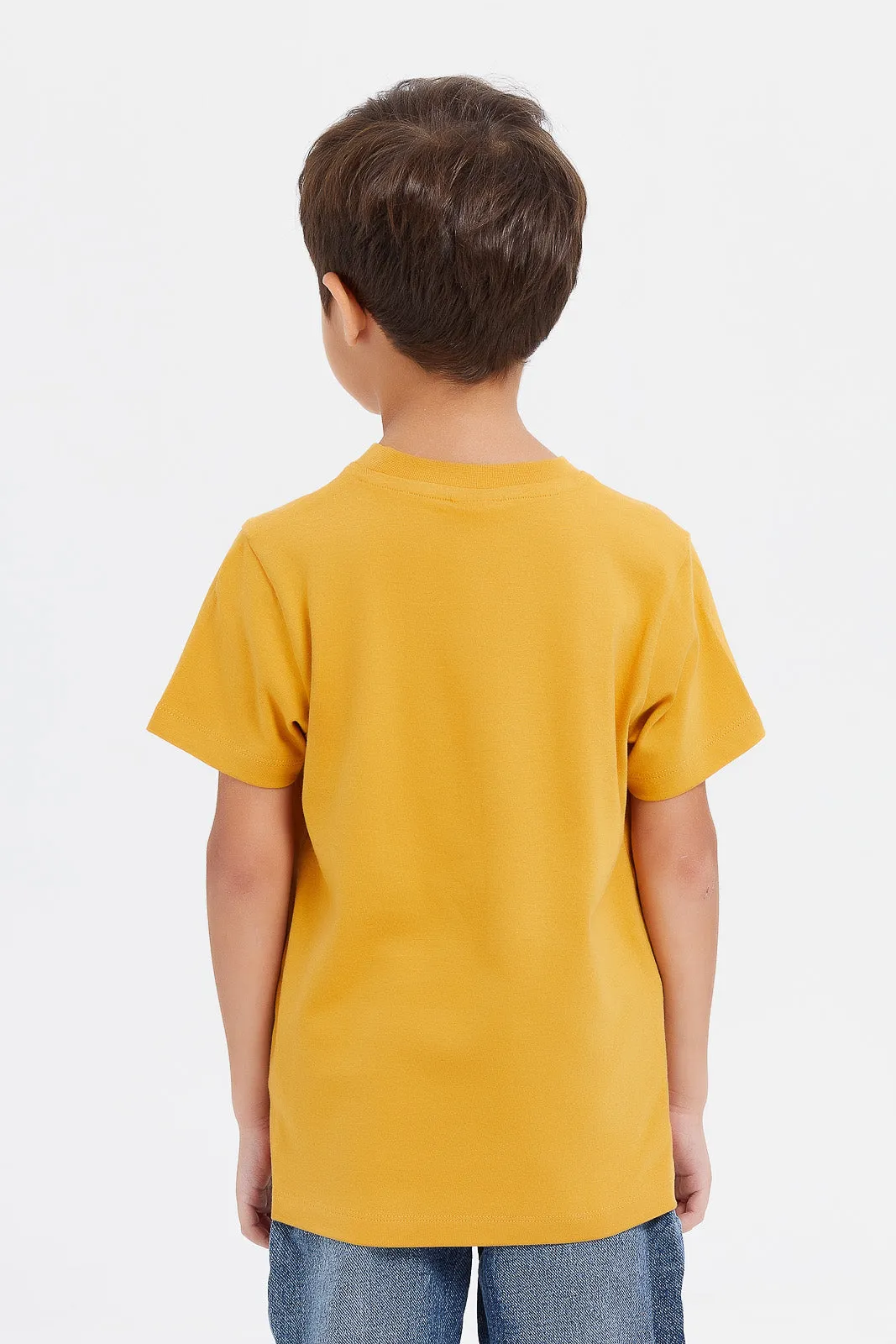 Boys White And Mustard Mickey Mouse T-Shirt Set (2 Piece)