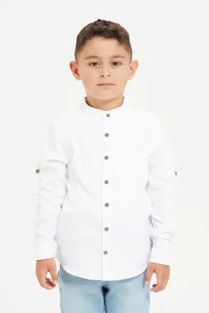 Boys White Jacquard Shirt