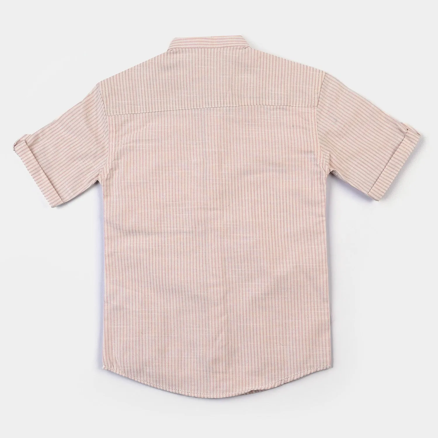 Boys Yarn Dyed Casual Shirt H/S (Tropical)-Beige Stripes