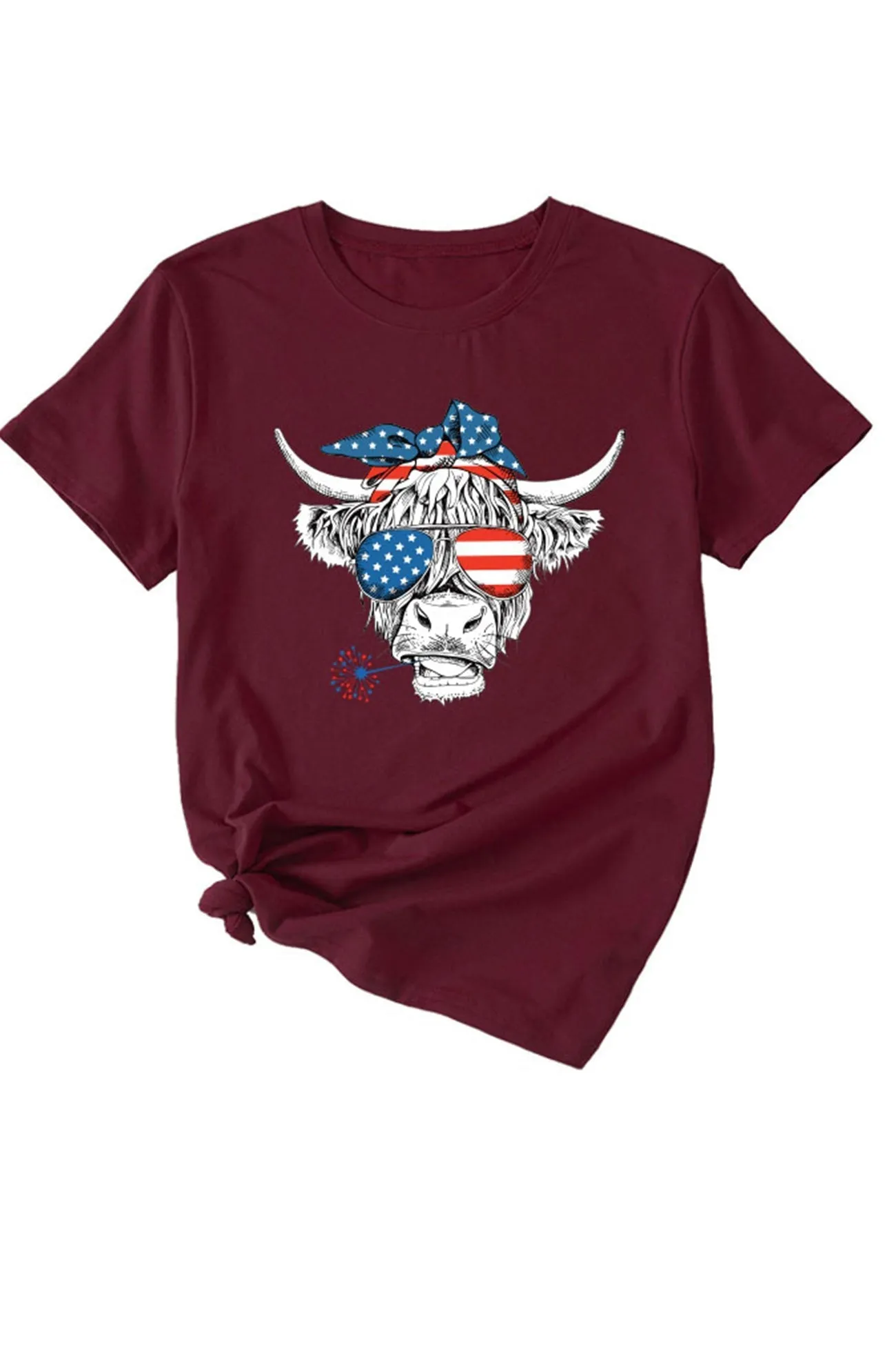 Bull Star Flag Print T-shirt