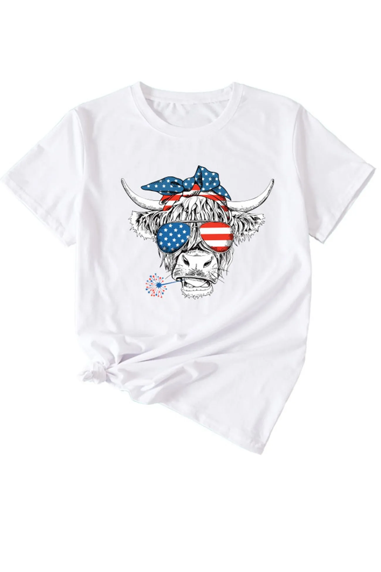 Bull Star Flag Print T-shirt