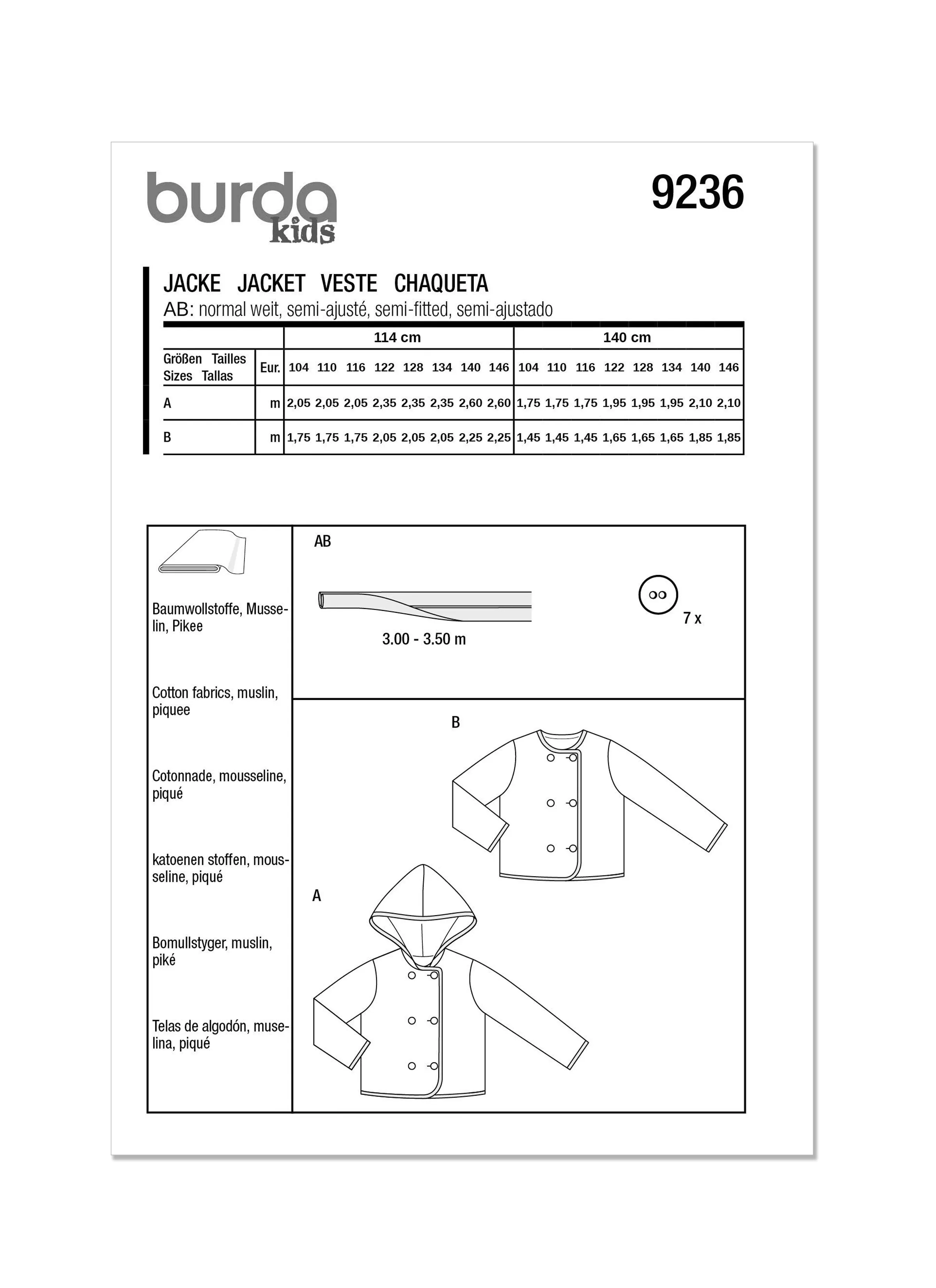 Burda Child Jackets 9236