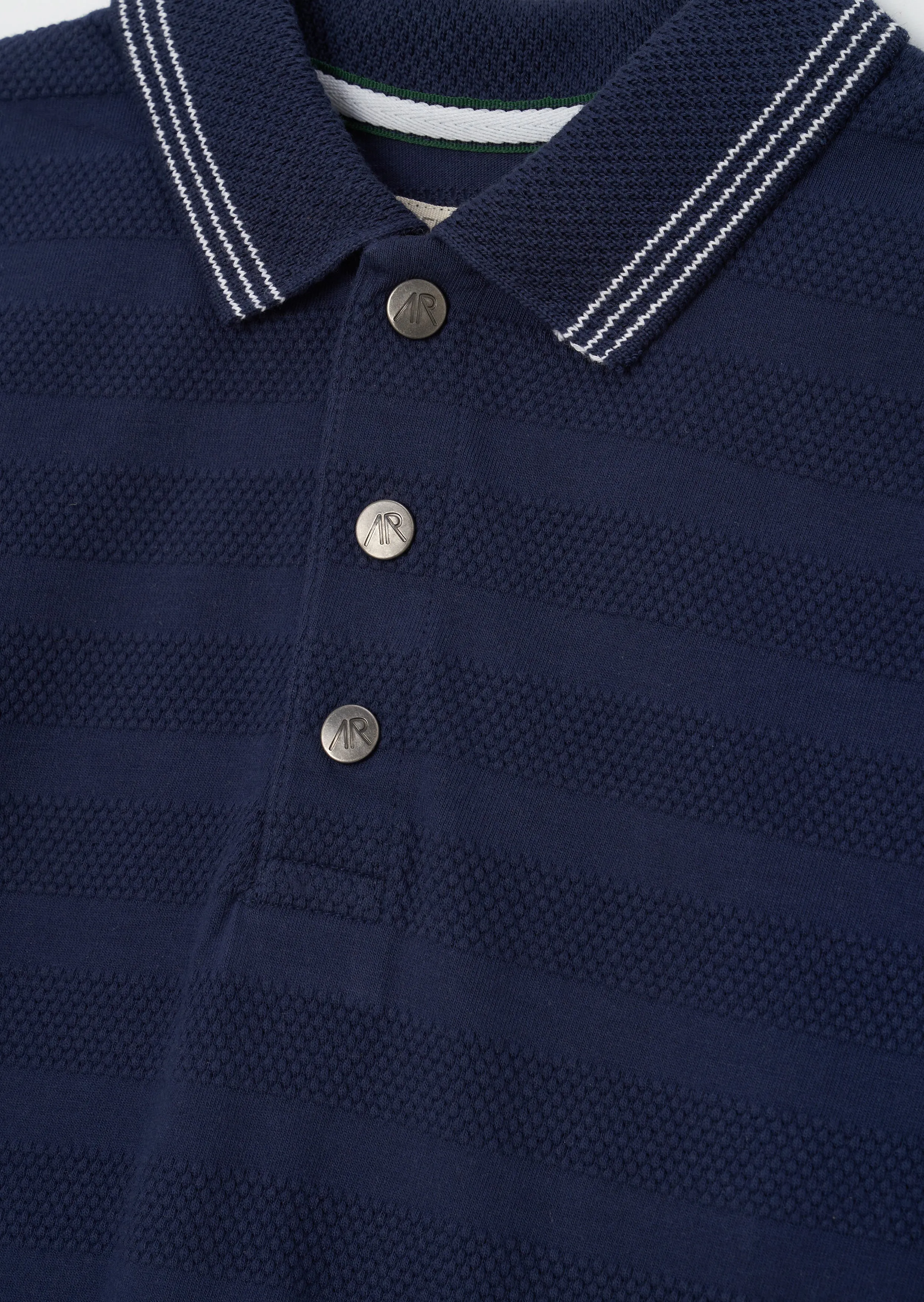 Caleb Blue Textured Stripe Polo