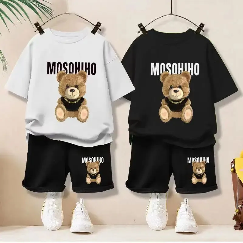 Cartoon Smiley Bear Short Sleeve T-Shirts and Shorts