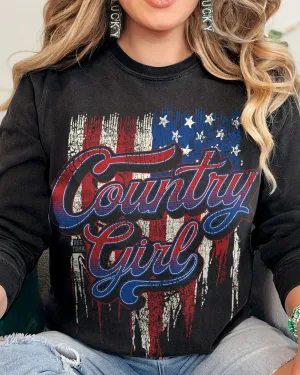 Country Girl® Comfort Colors Long Sleeve Tee CG Flag Logo