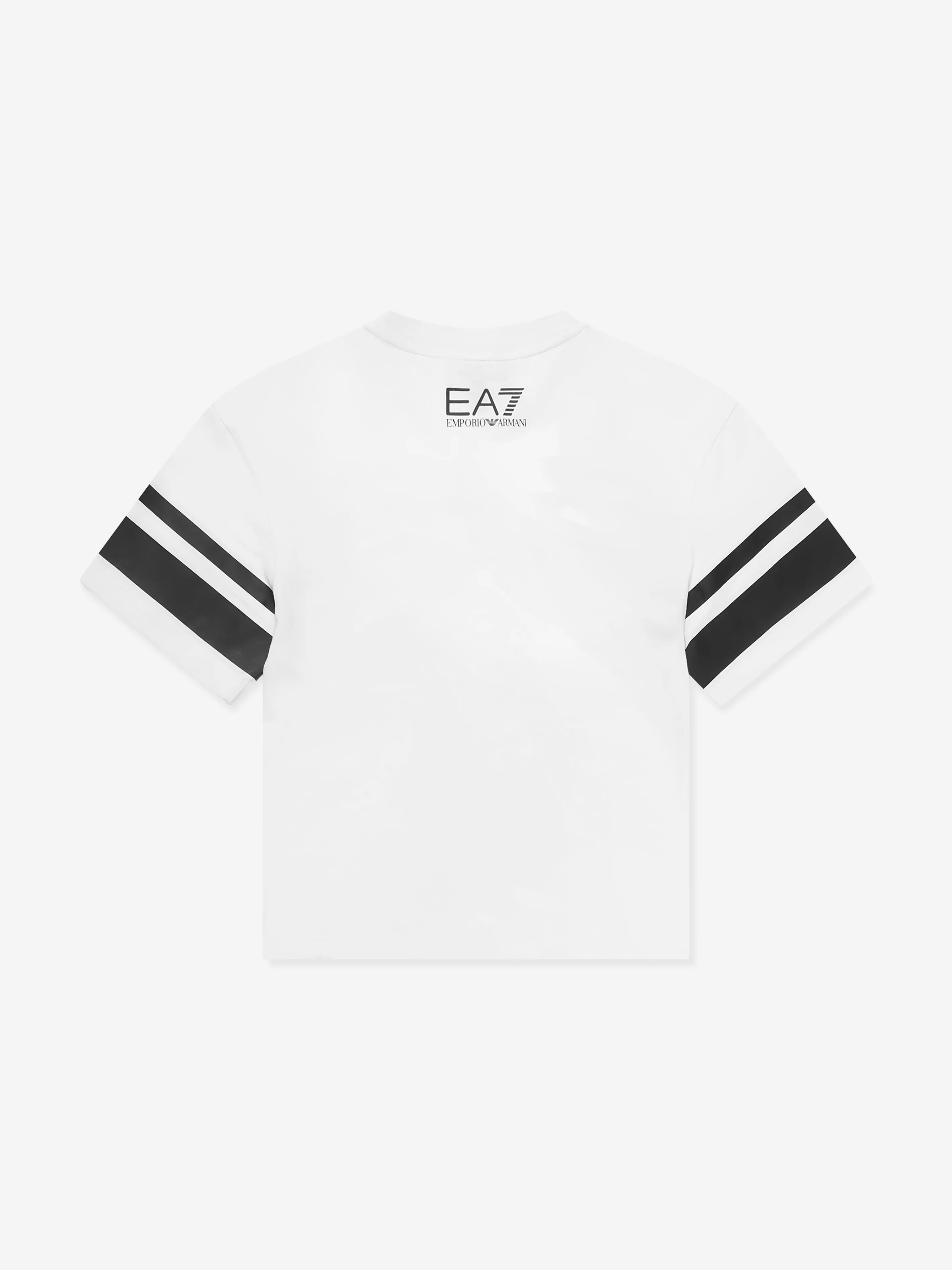 EA7 Emporio Armani Boys Striped Logo T-Shirt in White