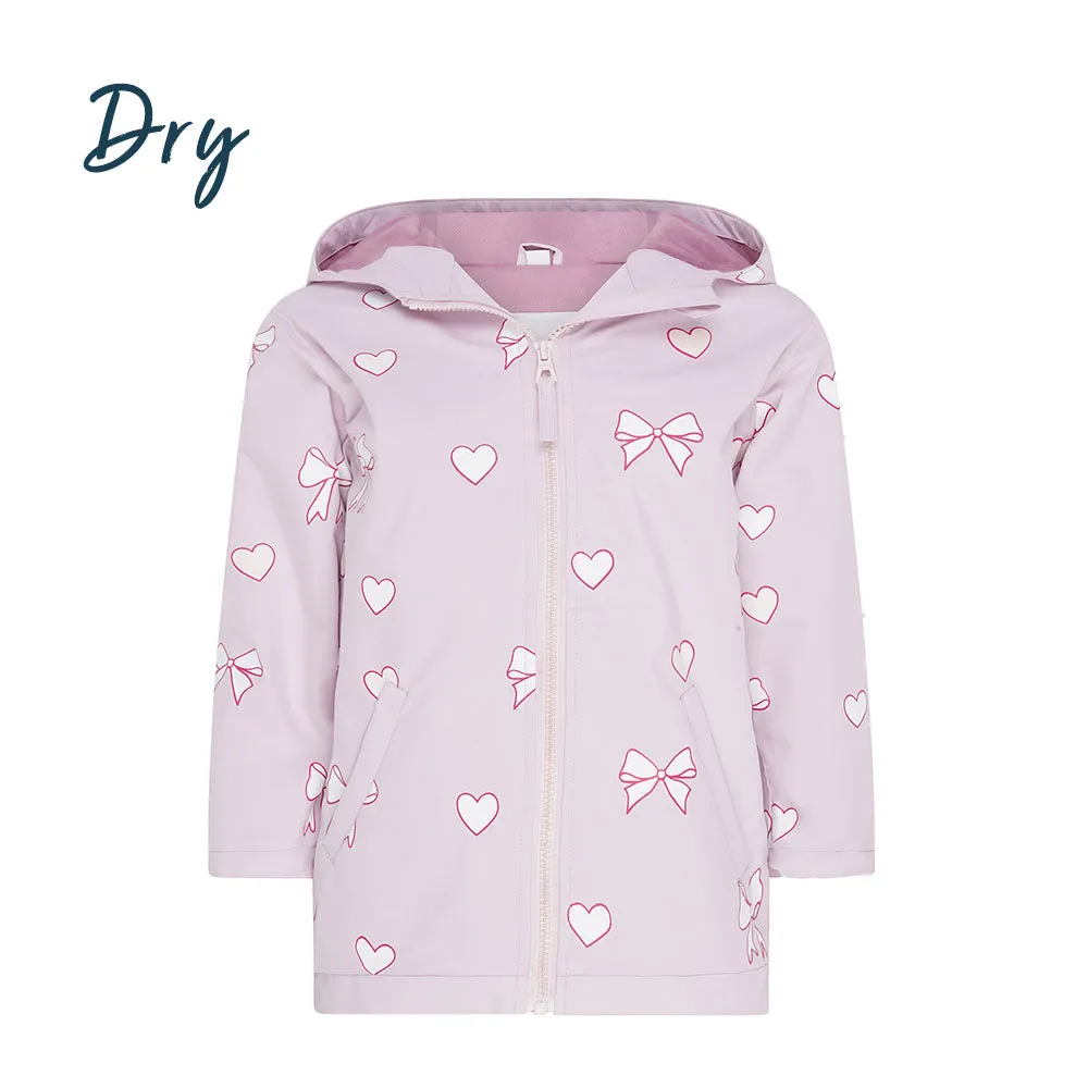 Hearts & Bows Color Changing Kids Raincoat