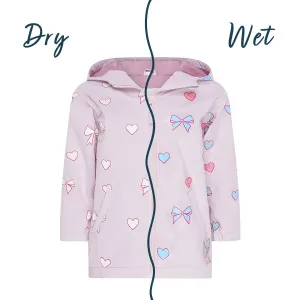 Hearts & Bows Color Changing Kids Raincoat