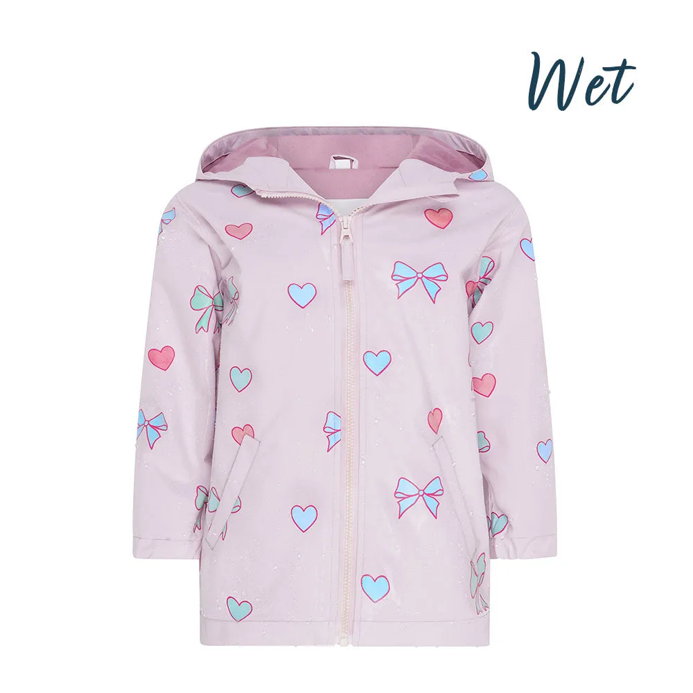 Hearts & Bows Color Changing Kids Raincoat