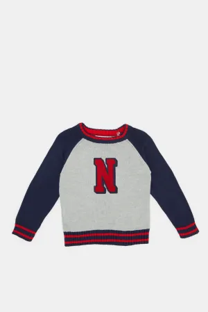 Infant Boys Grey Knitted Pullover