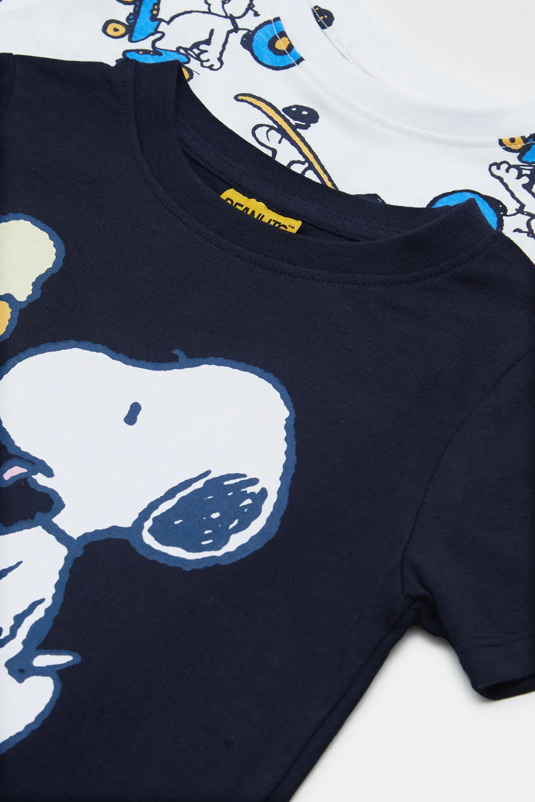 Infant Boys Navy And White Snoopy Printed T-Shirt Set (Pack Of 2)