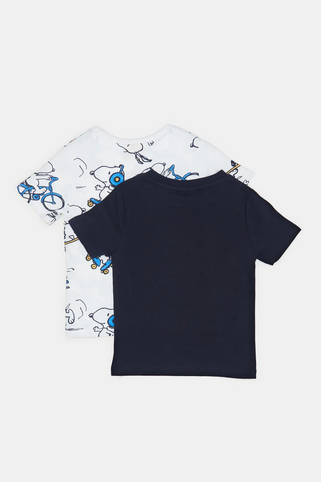 Infant Boys Navy And White Snoopy Printed T-Shirt Set (Pack Of 2)