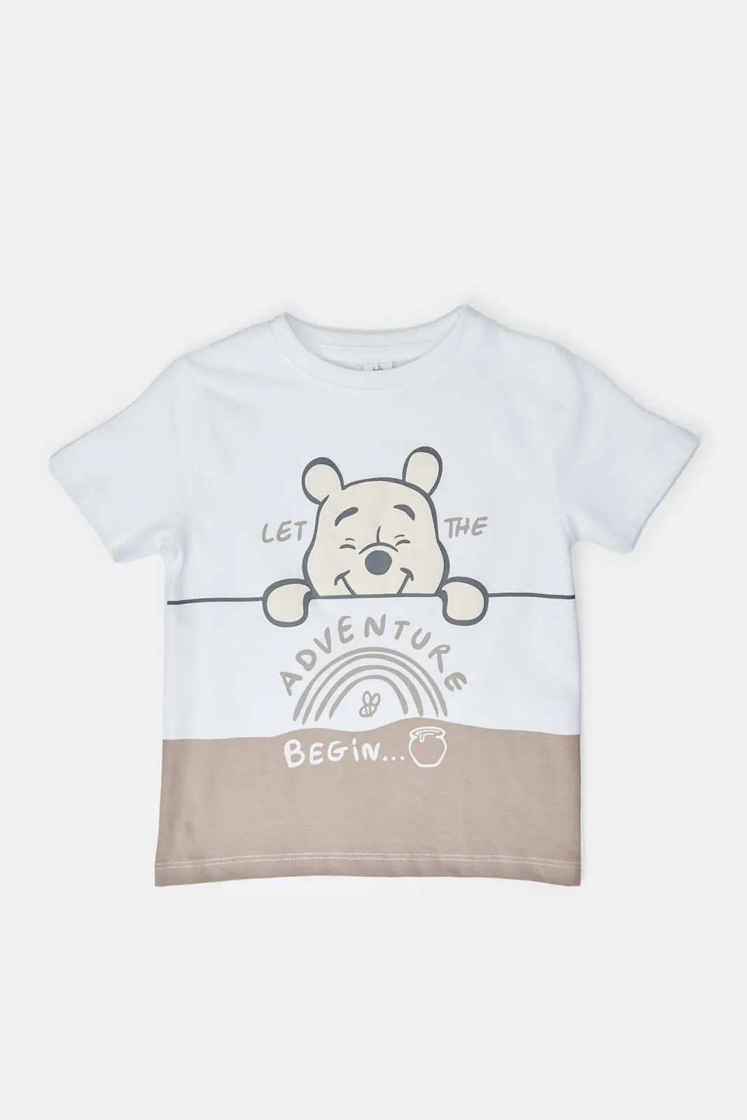 Infant Boys White And Ecru Winnie The Pooh T-Shirt Set (Pack Of 2)