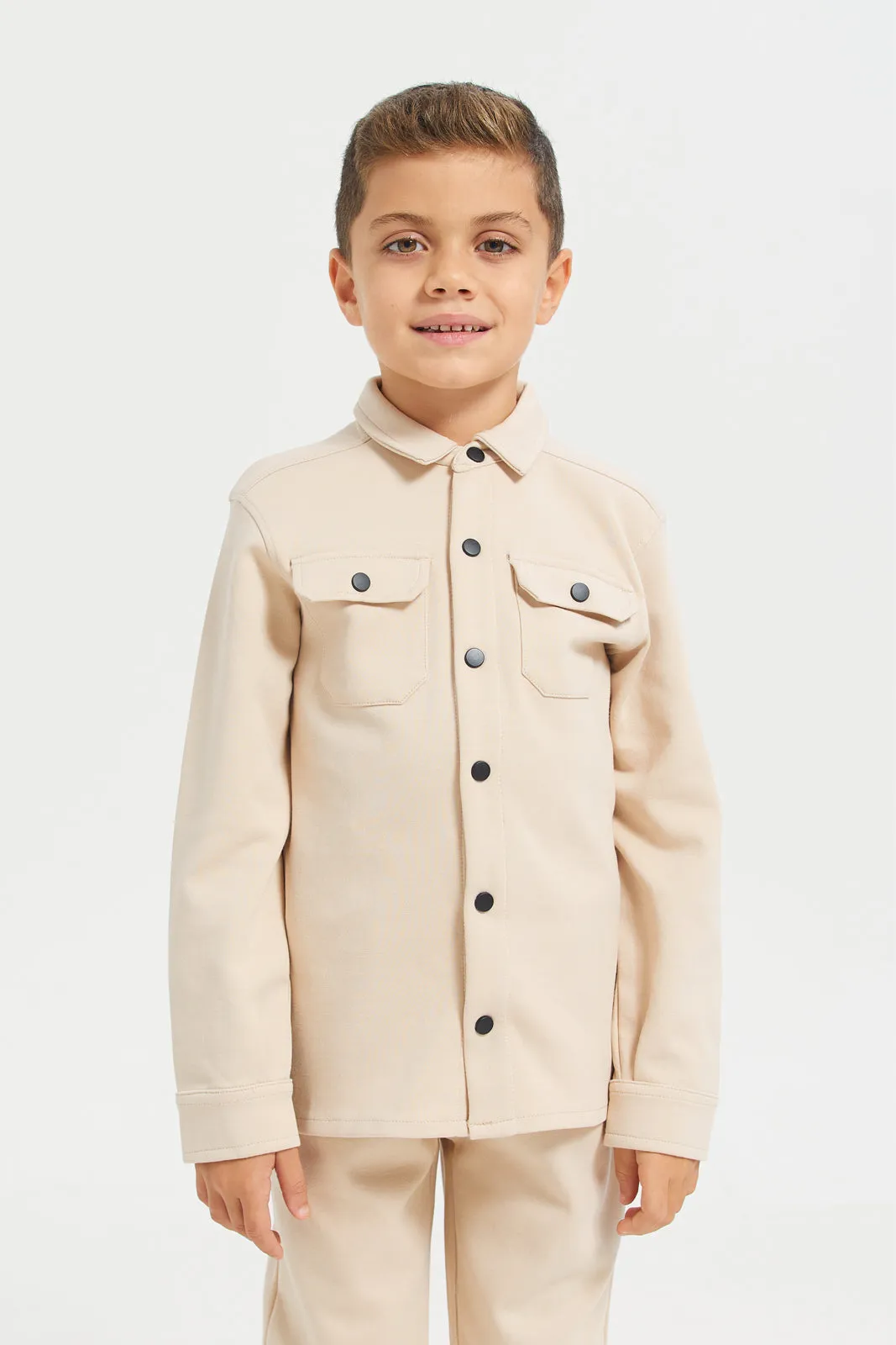 Junior Boys Beige Coordinate Shirt